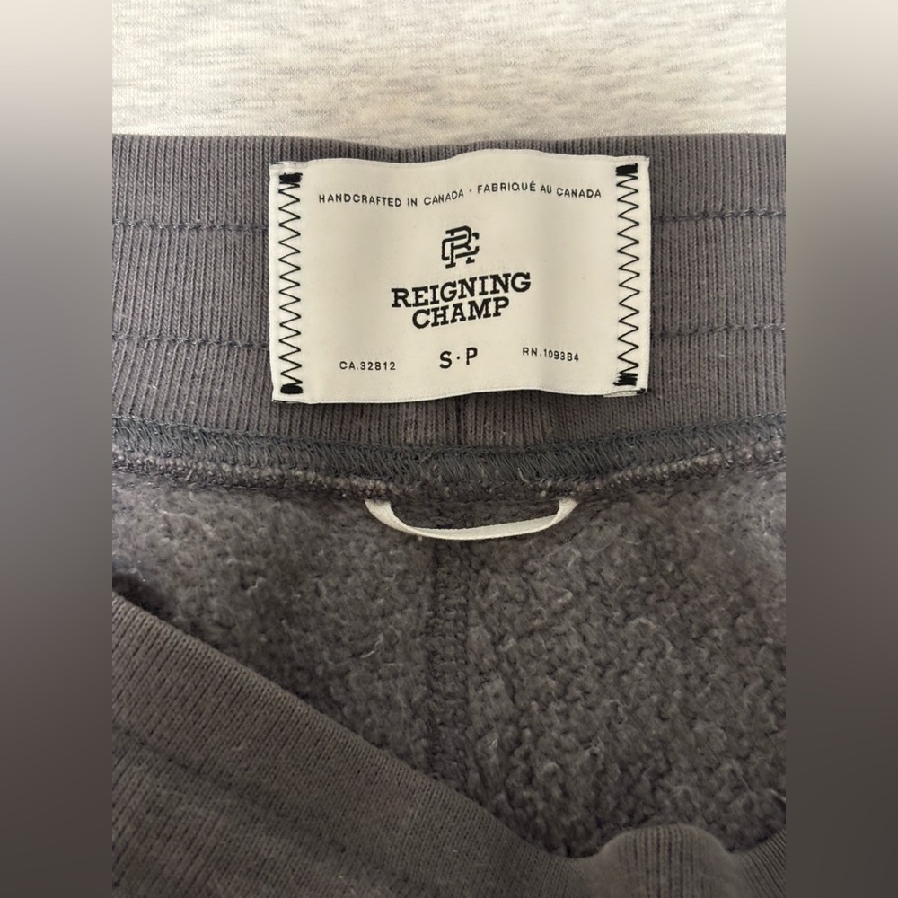 Reigning Champ Midweight Fleece Cuffed Sweatpants Carbon Size S Made in Canada - Picture 3 of 9